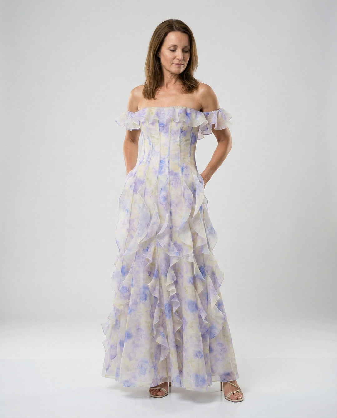 Damen Corsagen Abendkleid schulterfrei