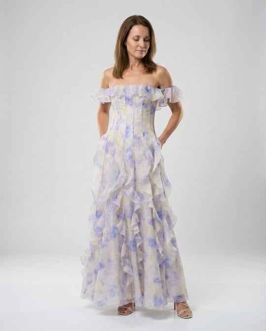 Damen Corsagen Abendkleid schulterfrei