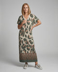 Damen Maxikleid Strick Oversize V-Ausschnitt