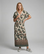 Damen Maxikleid Strick Oversize V-Ausschnitt