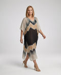 Damen Kaftan Kleid Chiffon V-Ausschnitt