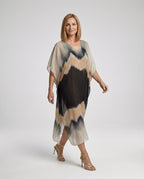 Damen Kaftan Kleid Chiffon V-Ausschnitt