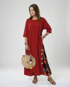 Damen Maxikleid Print asymmetrisch