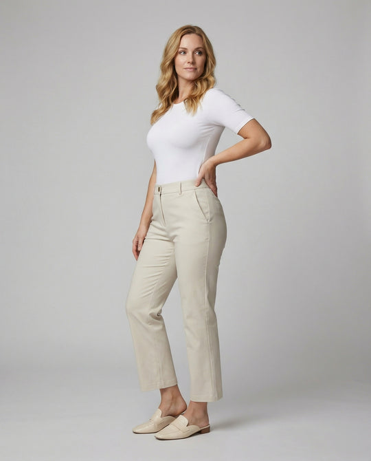 Damen Weite Stoffhose High Waist elegant geschnitten