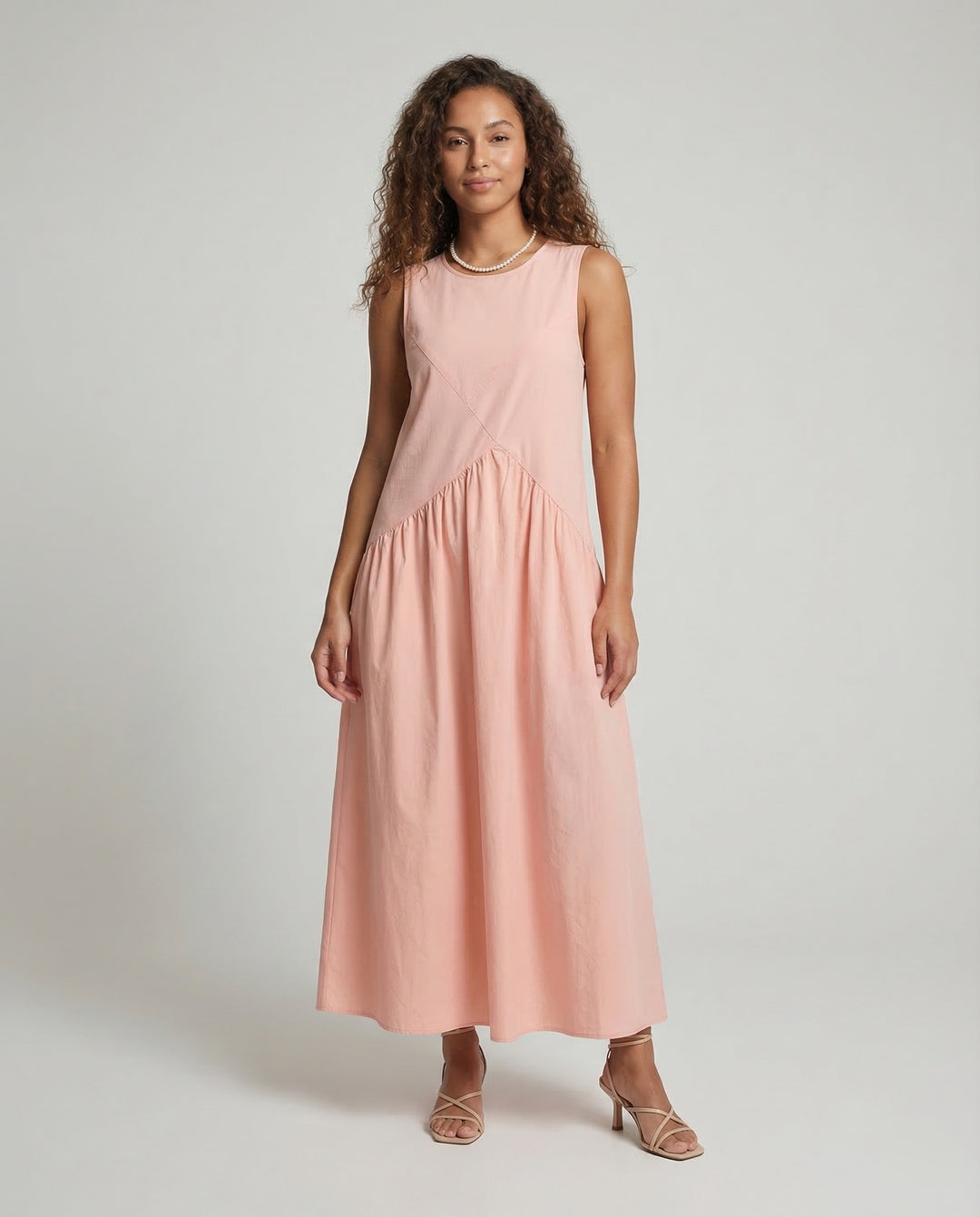 Damen Maxikleid Gerafft A Linie
