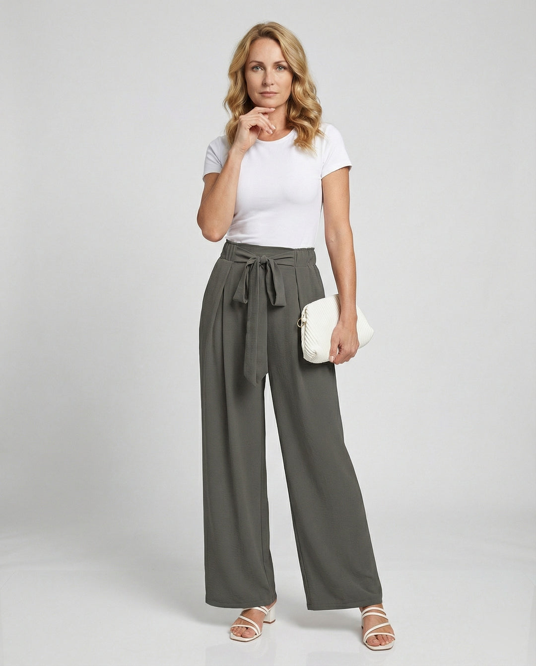 Damen Stoffhose Damen Palazzo High Waist