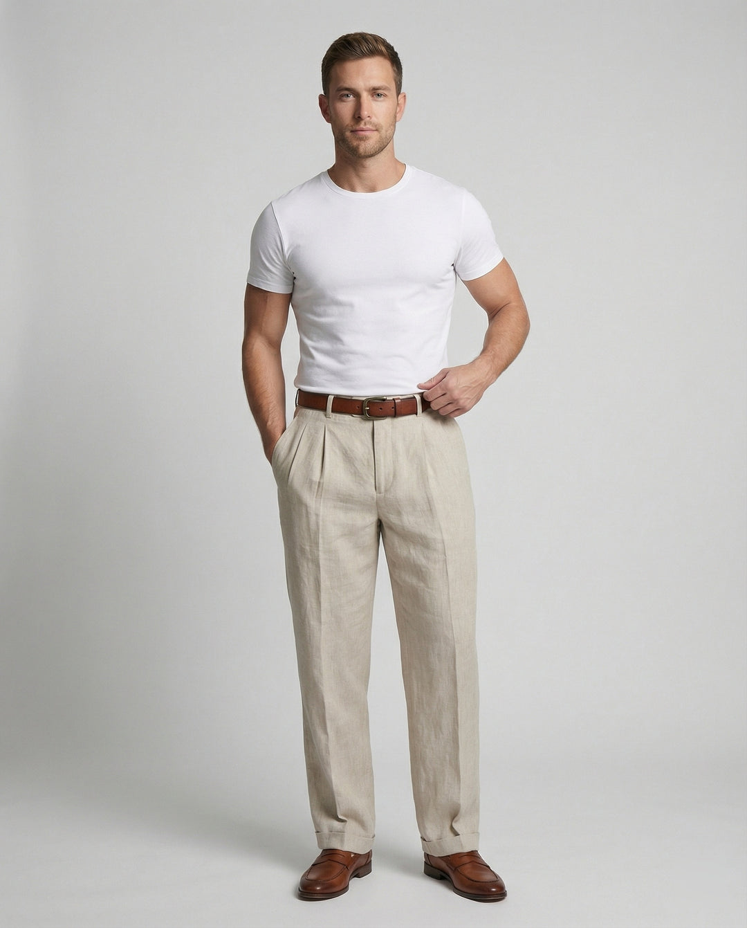 Herren elegante und bequeme Leinenhose R&B