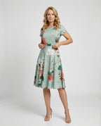 Damen Blumenkleid Midikleid Floral