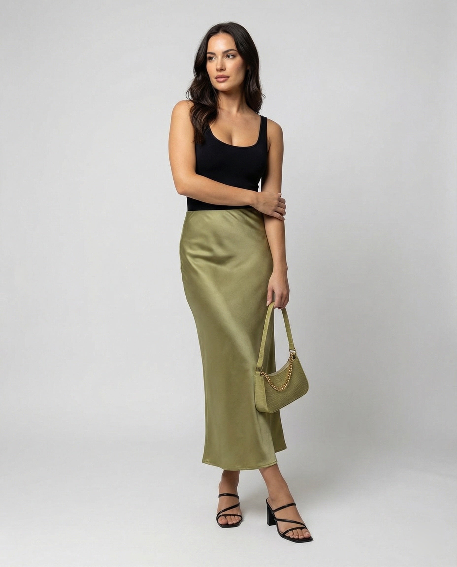 Damen Longskirt aus glattem Satin von R&B