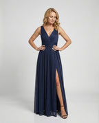 Abendkleid lang fließend mit V-Ausschnitt