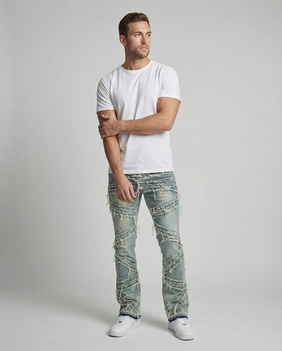 Herren Jeans Destroyed Look gerade