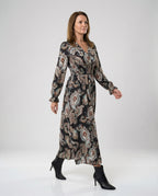 Damen Maxikleid Paisley mit Beinschlitz