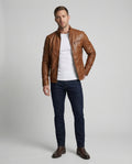 Herren Kunstlederjacke mit Stehkragen modern