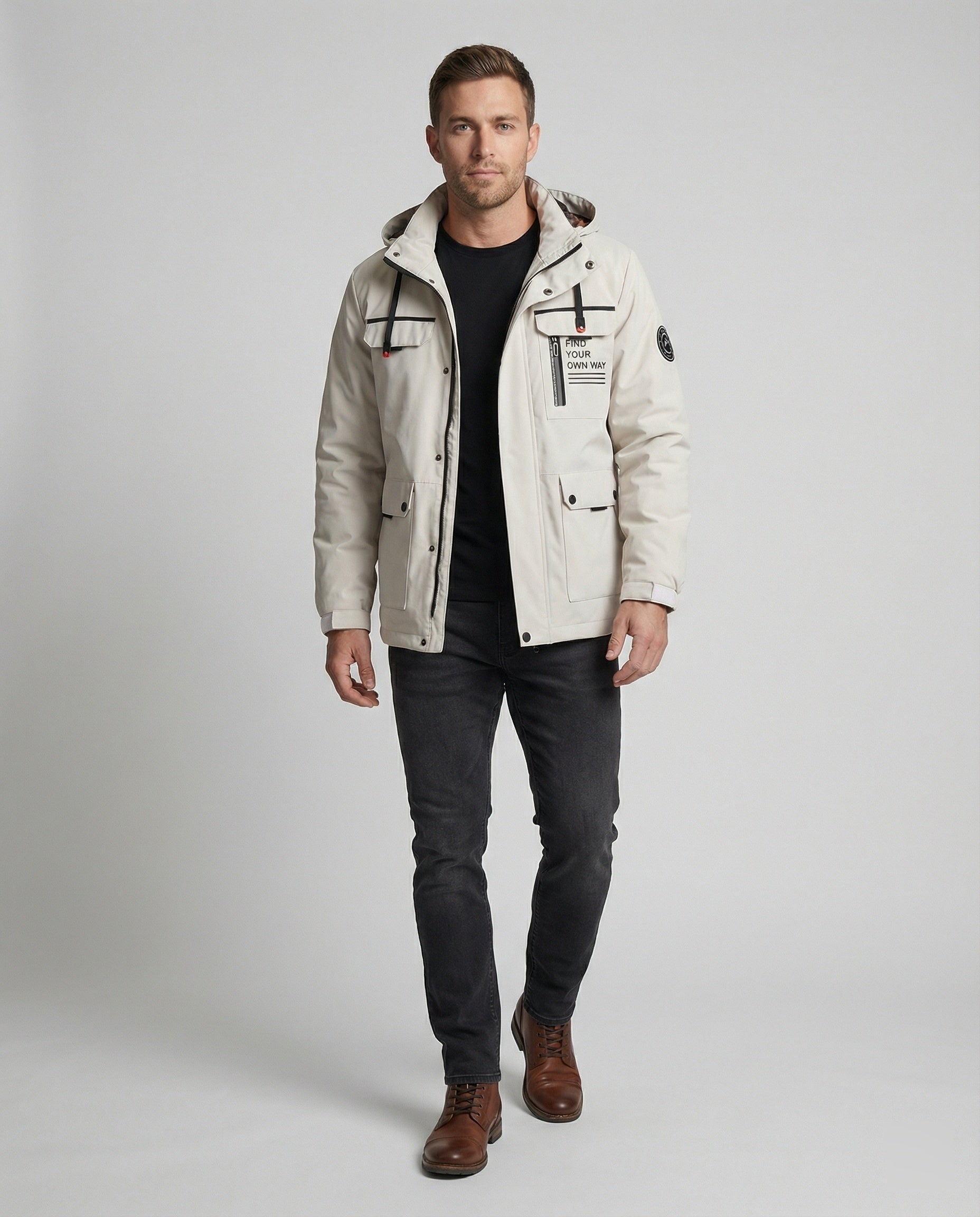 Herren Bikerjacke Leder Velours