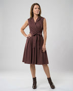 Damen Wickelkleid mit Kragen knielang
