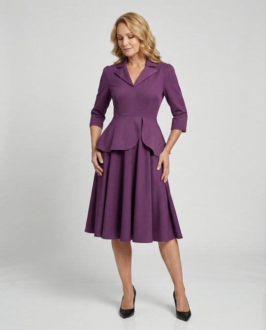 Damen Midikleid elegant mit Schößchen