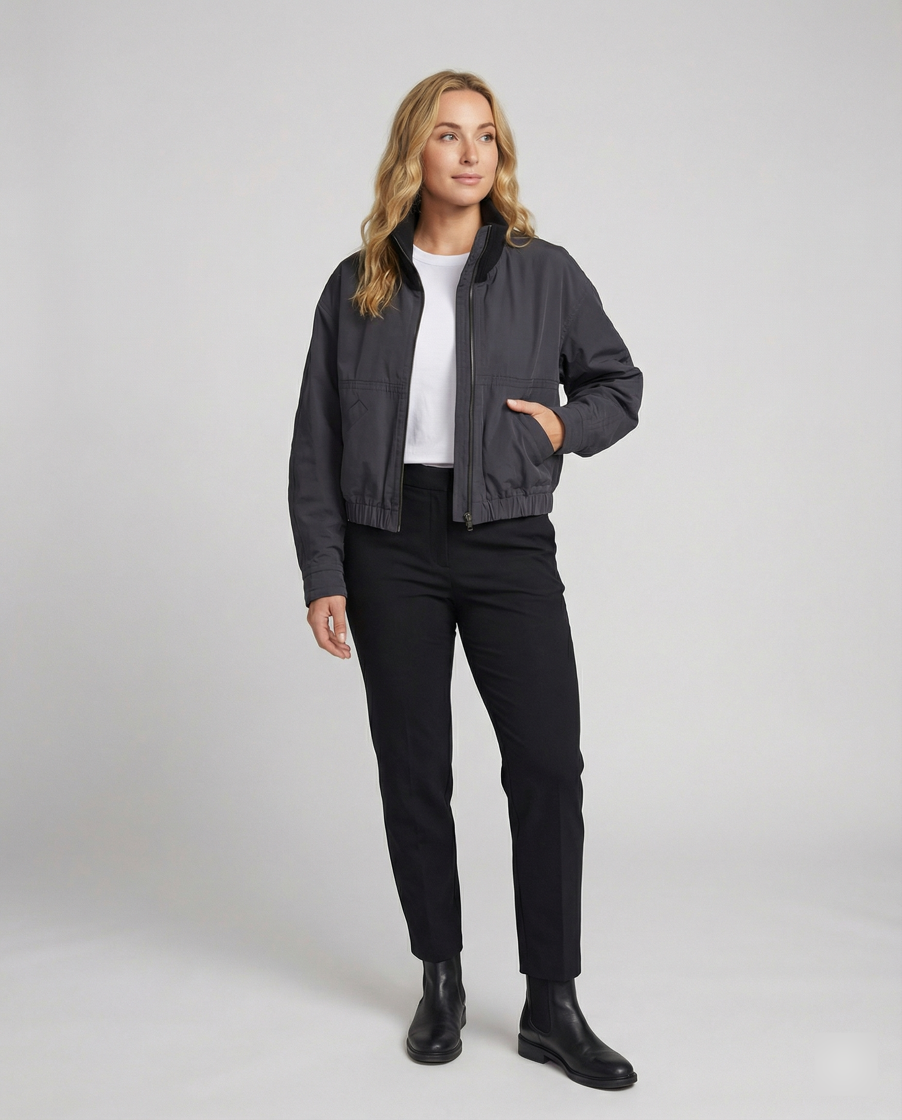 Übergangsjacke Damen sportlich mit hohem Kragen und elastischem Bund