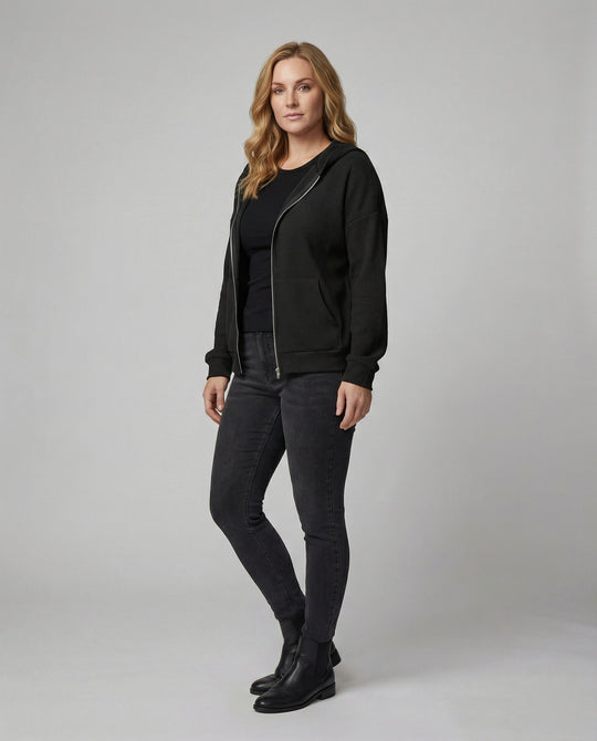 Damen lässige Waffle-Hoodie Jacke mit Reißverschluss R&B