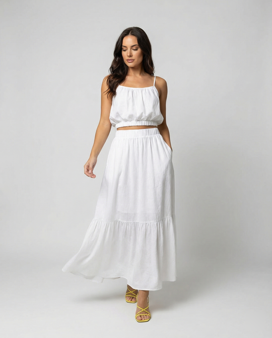 Damen Sommerliches Zweiteiler-Kleid mit fließendem Schnitt und praktischen Taschen R&B