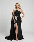Damen Abendkleid lang asymmetrisch Schlitz