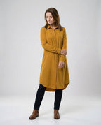 Damen Tunika Kleid lang mit Knopfleiste