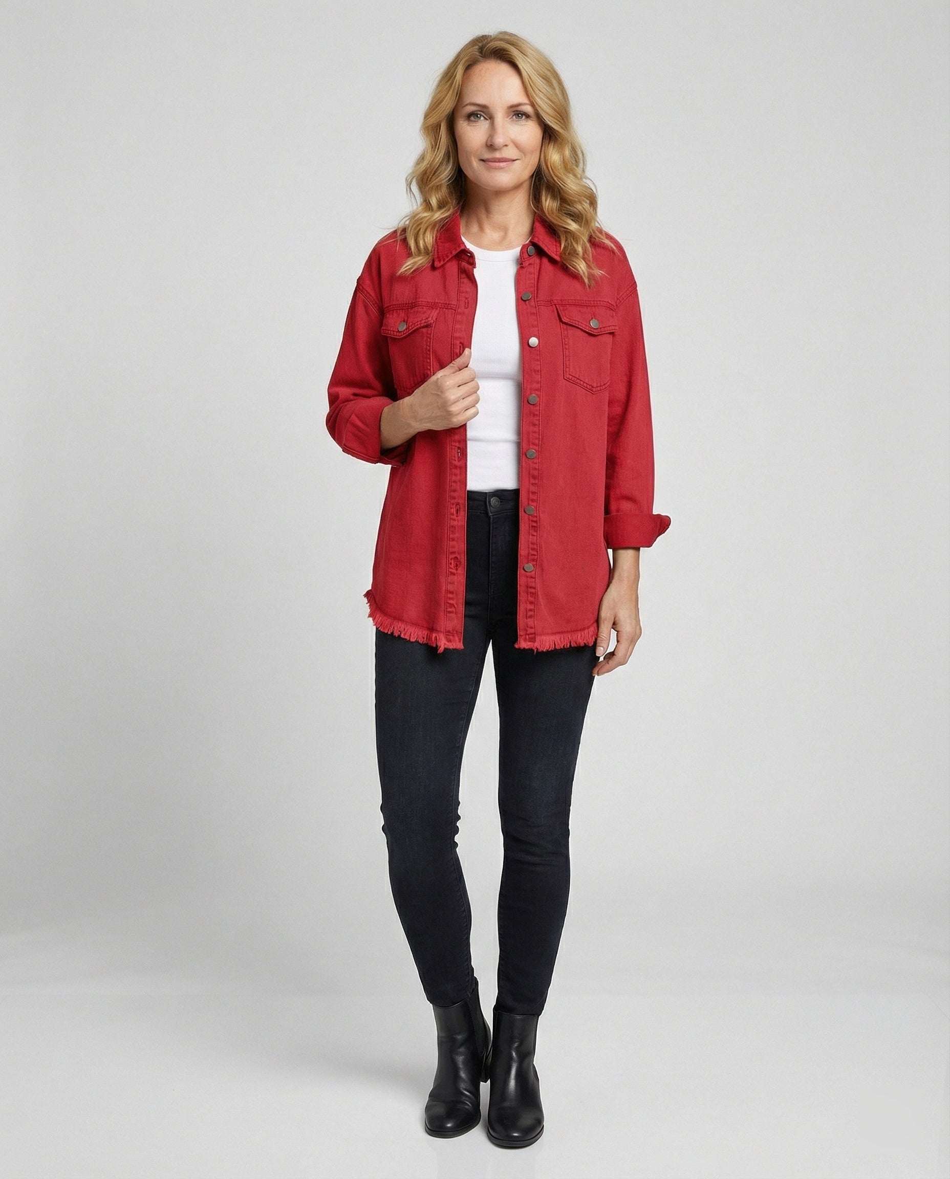 Damen Langarmhemd Jeansjacke Stil