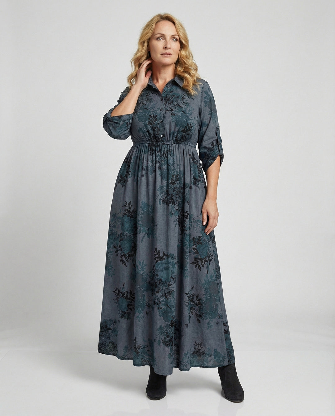 Freizeitkleid Damen Hemdblusenkleid A-Linie
