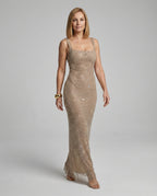Damen funkelndes Abendkleid aus Netzstoff