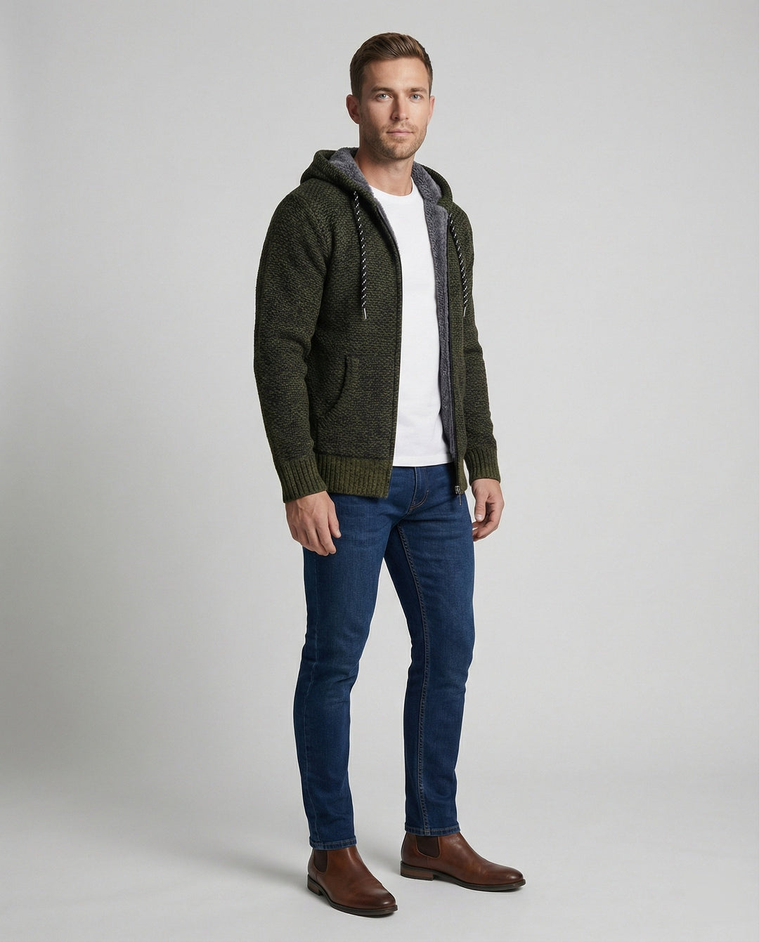 Lässige Herbst Strickjacke Kapuze