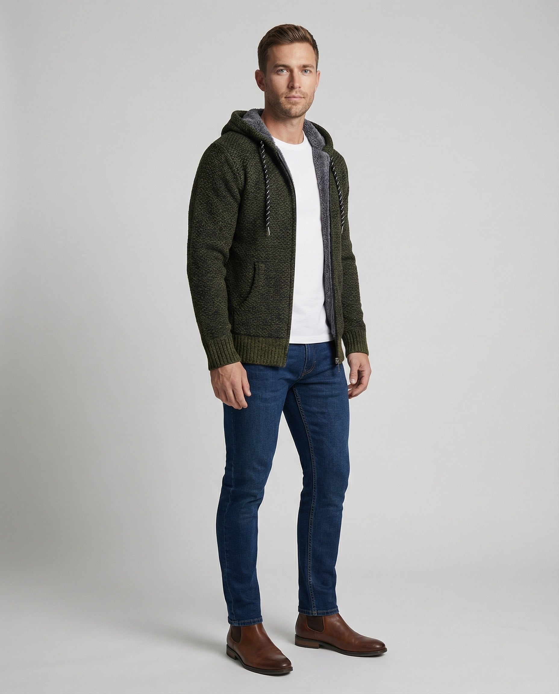 Lässige Herbst Strickjacke Kapuze