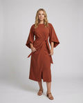 R&B | Elegantes Kleid mit Laternenärmeln und Gürtel
