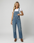Damen Jeans Latzhose mit weitem Bein und urbanem Design
