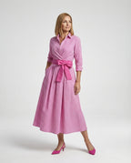 Damen Wickelkleid Midi Hemdlook
