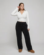 Damen kuschelige Fleece-Hose mit weitem Schnitt