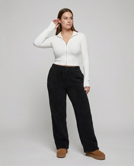 Damen kuschelige Fleece-Hose mit weitem Schnitt R&B