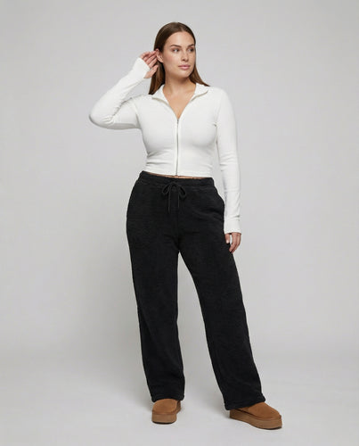 Damen kuschelige Fleece-Hose mit weitem Schnitt R&B