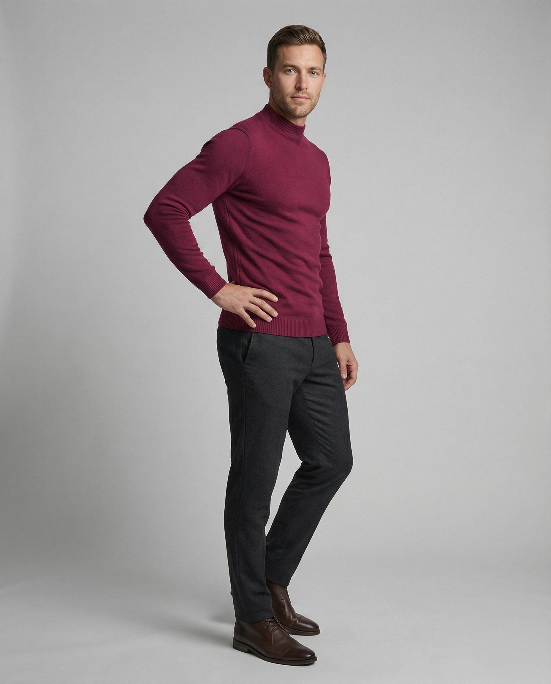 Herren eleganter Pullover mit Stehkragen R&B