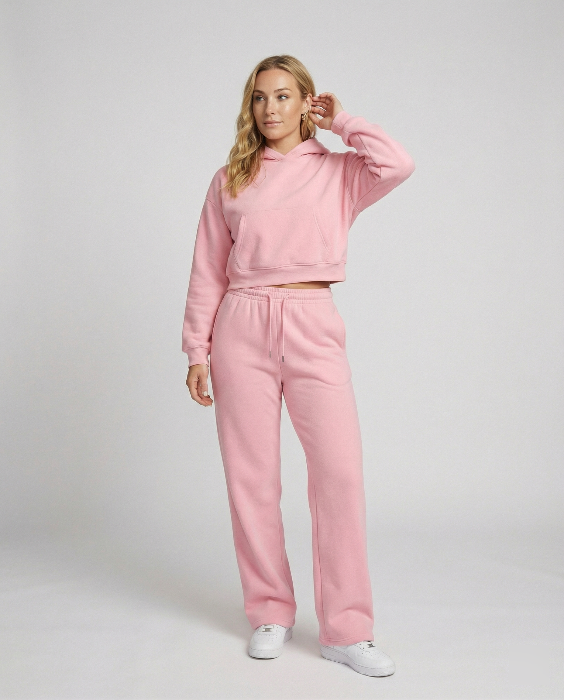 Damen Sweat-Set mit lässigem Schnitt und hohem Kragen R&B