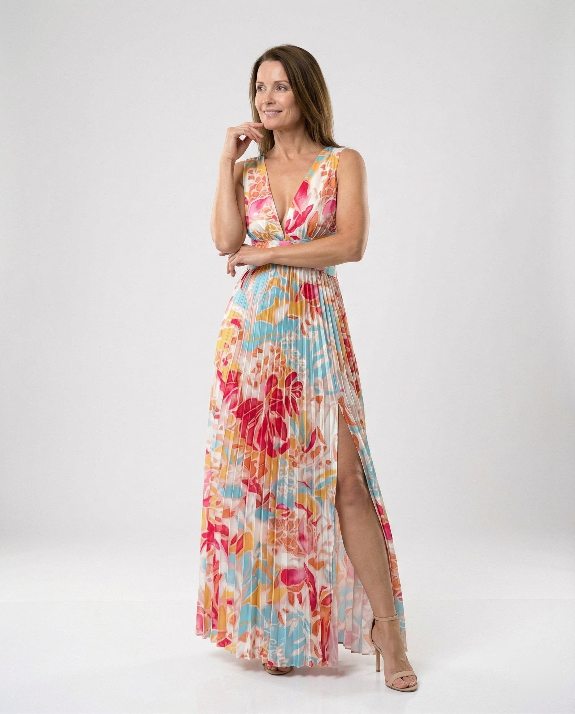 Plissiertes Maxikleid Mit Cut Outs Damen