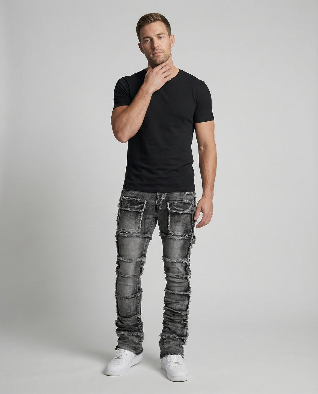 Herren Slim Fit Jeans mit Cargotaschen