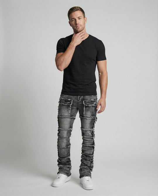 Herren Slim Fit Jeans mit Cargotaschen
