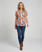 Bluse Damen Kurzarm Print