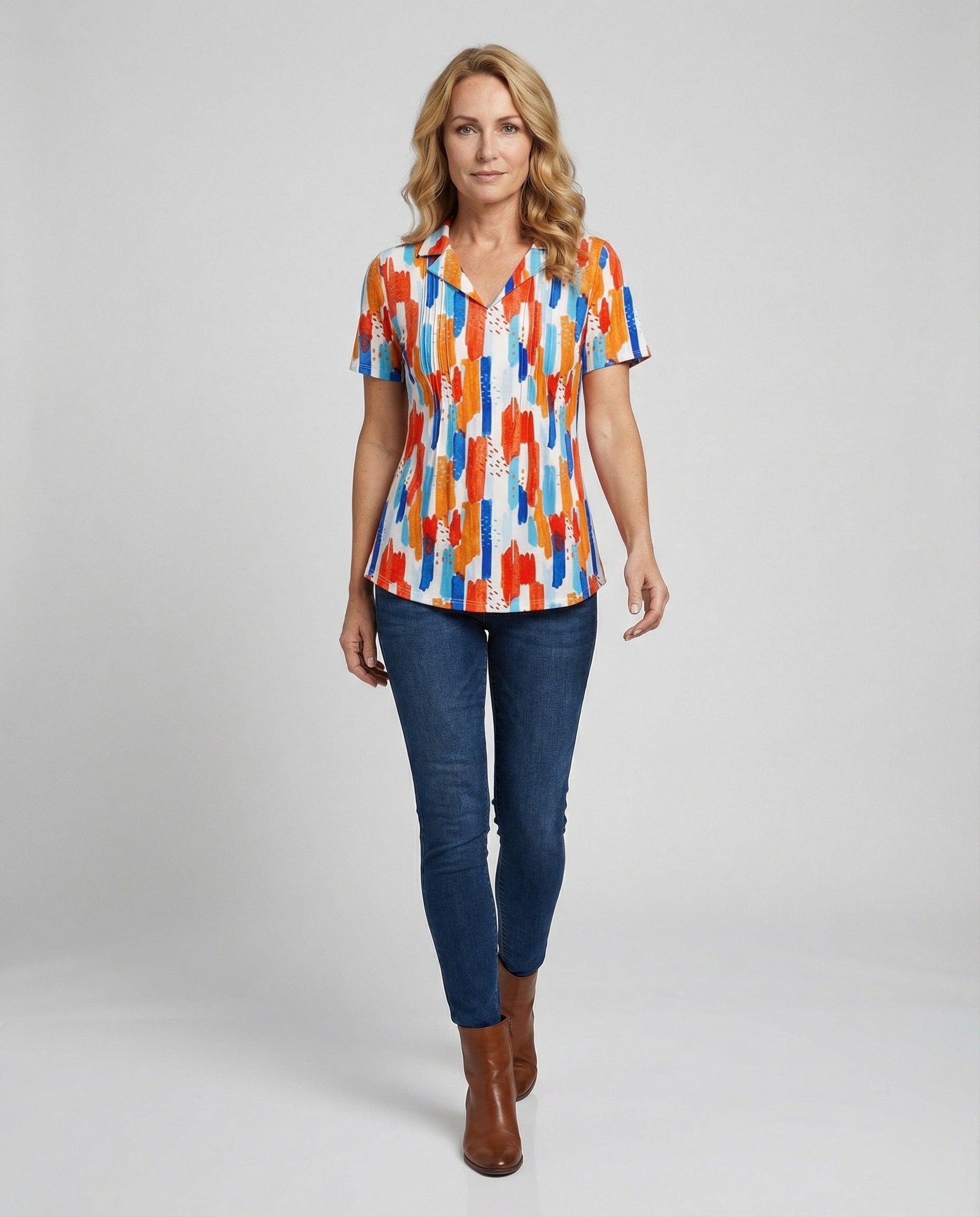 Bluse Damen Kurzarm Print