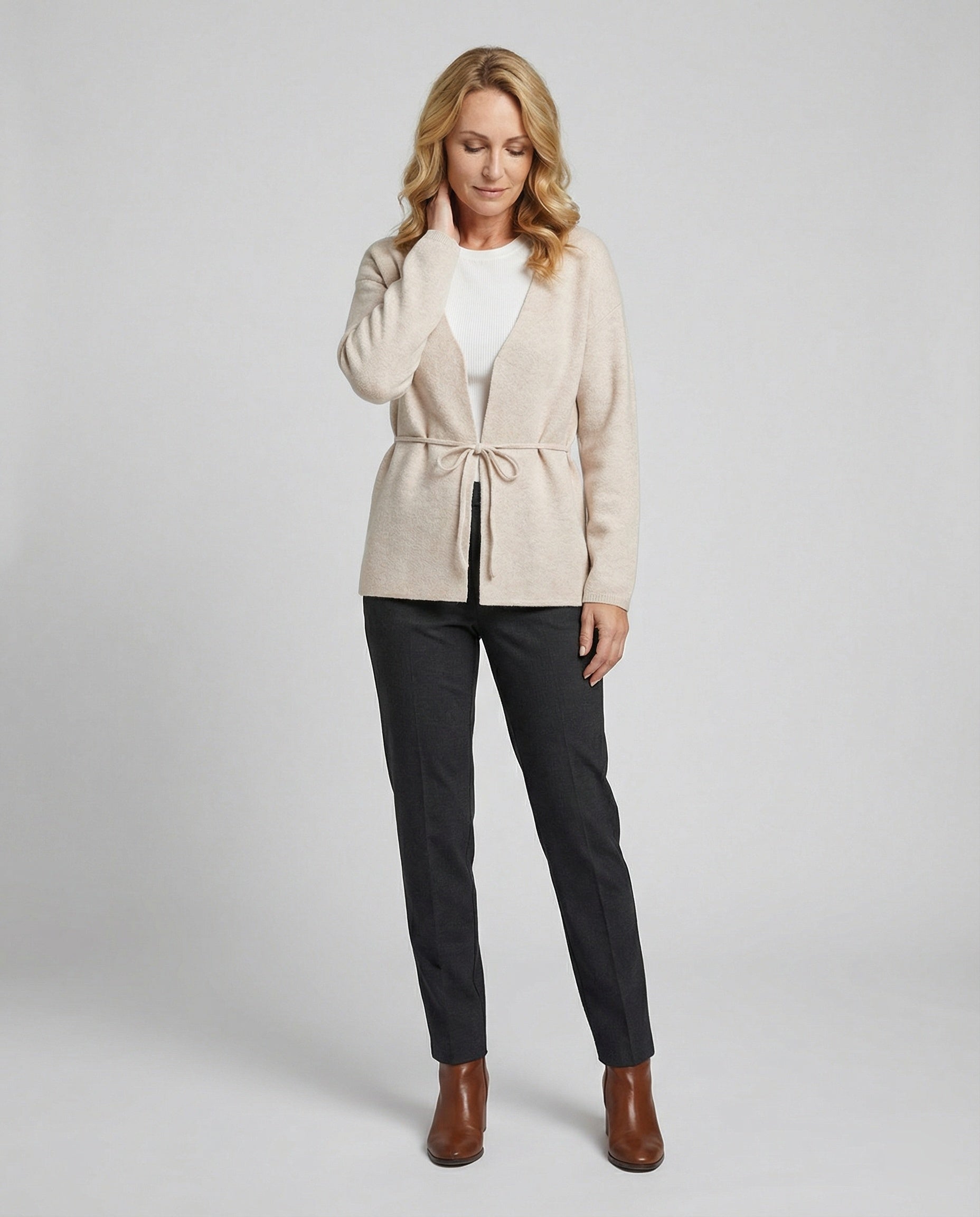 Damen Strickjacke mit Bindegürtel