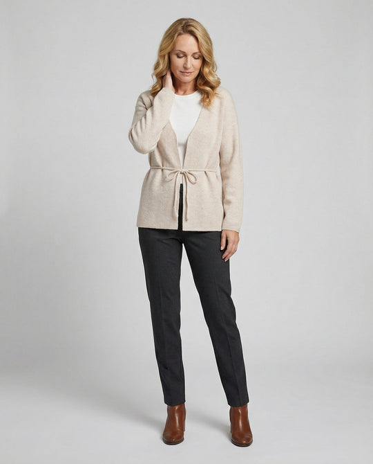 Damen Strickjacke mit Bindegürtel