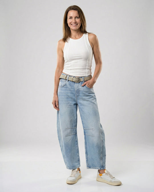 Damen Jeans weit Damen High Waist