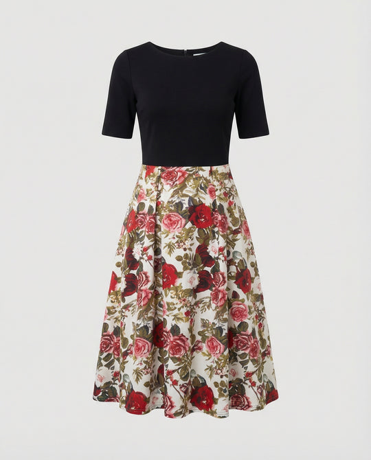 Damen Retro Freizeitkleid mit Blumenmuster