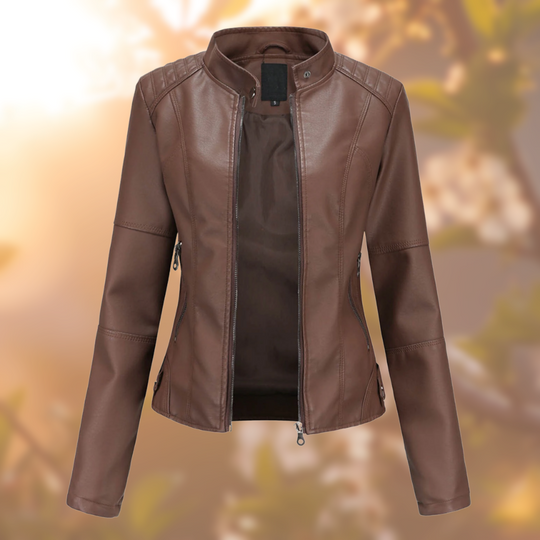 R&B | Schlichte Lederjacke Im Bikerstil für Damen