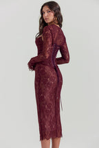 R&B | Midi Kleid aus Bordeauxrotem Spitze