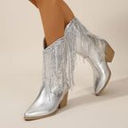 Glamouröse Glitzer Westernstiefel Damen Elegante Stiefel R&B